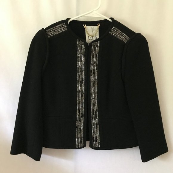 Tibi New York Short Embellished Jacket, Black